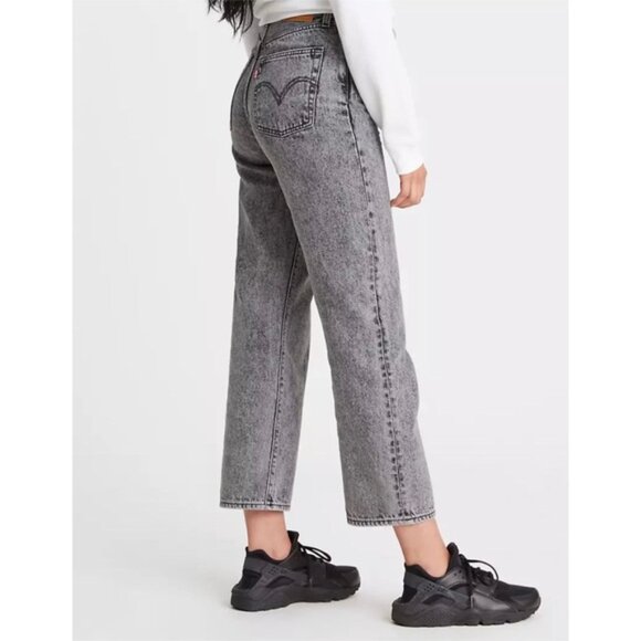 Levi's Ribcage High Rise Straight Leg Ankle Grey Wash Jeans - Picture 9 of 16